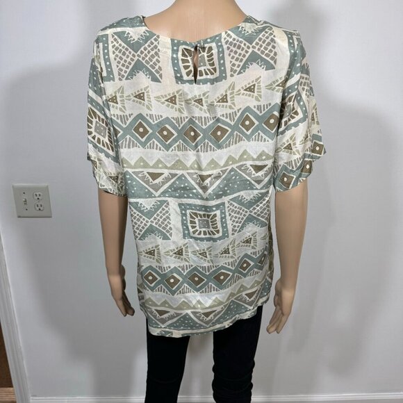 VINTAGE 80's STUNT COLLECTIONS Artsy Silk Blouse Top Women's Size M - Picture 6 of 8